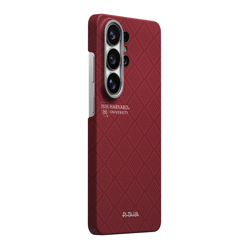 Galaxy S26 Ultra Kılıf M-safe Şarj Özellikli Aramid Fiber Pitaka Harvard University Serisi Kapak Kırmızı