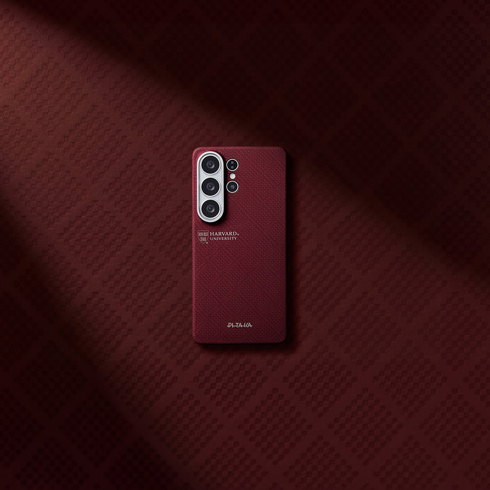 Galaxy S26 Ultra Kılıf M-safe Şarj Özellikli Aramid Fiber Pitaka Harvard University Serisi Kapak Kırmızı