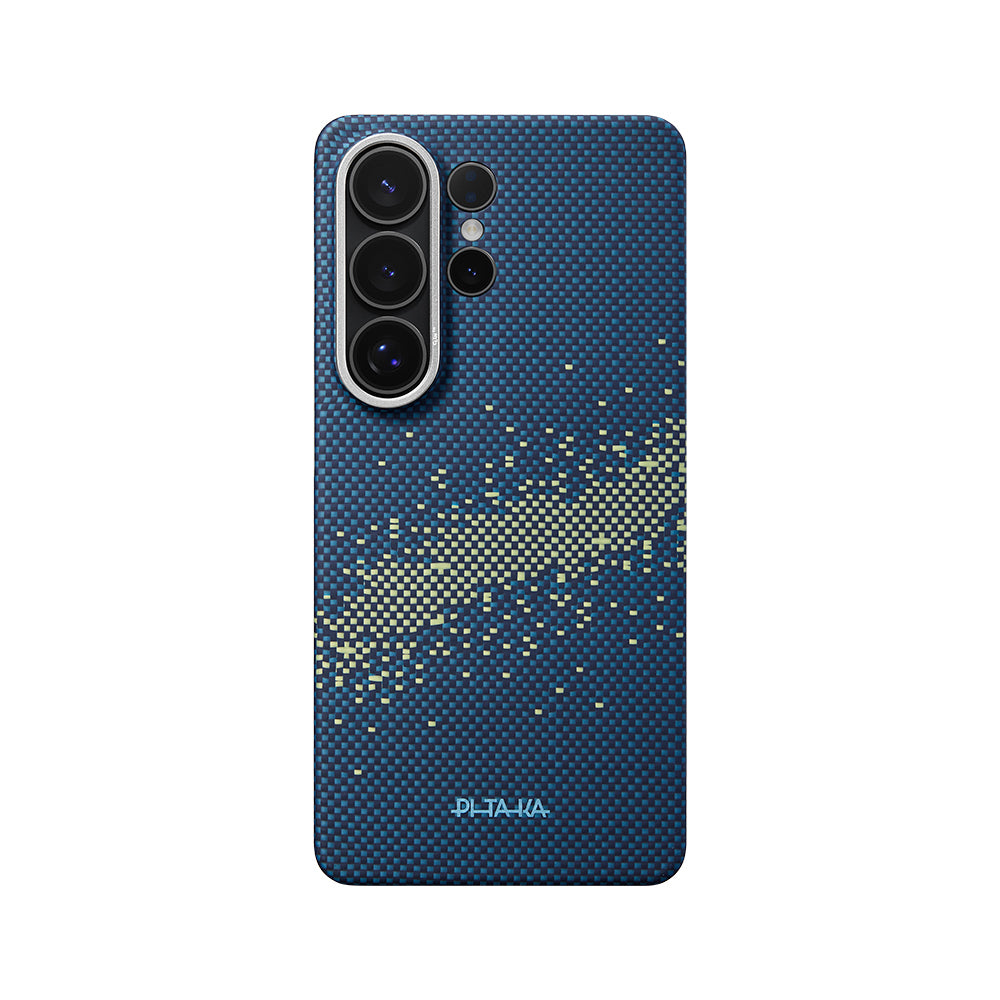 Galaxy S26 Ultra Kılıf M-safe Şarj Özellikli Aramid Fiber Pitaka Tactile Woven Starpeak Edge Serisi Milky Way Galaxy Kapak Mavi