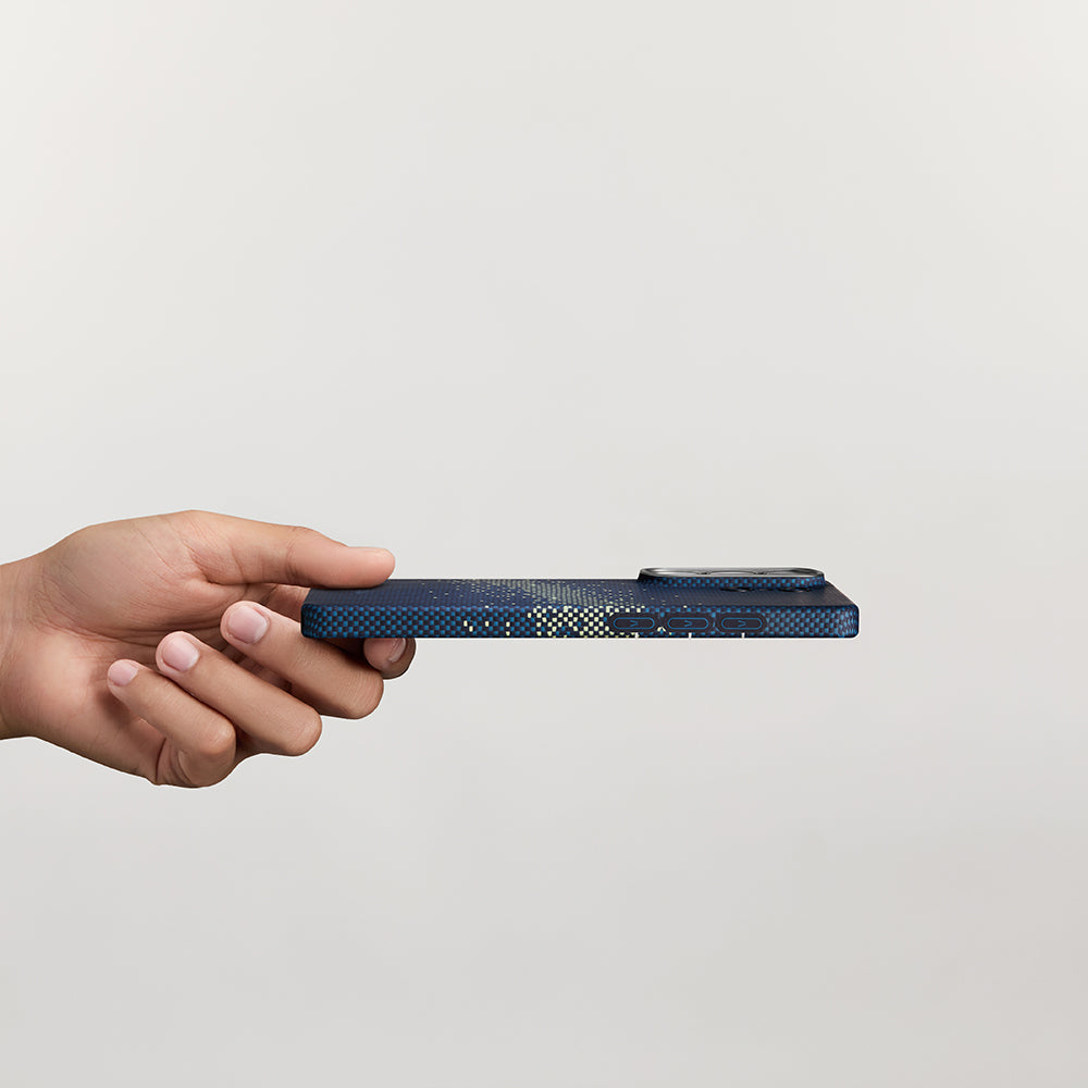 Galaxy S26 Ultra Kılıf M-safe Şarj Özellikli Aramid Fiber Pitaka Tactile Woven Starpeak Edge Serisi Milky Way Galaxy Kapak Mavi