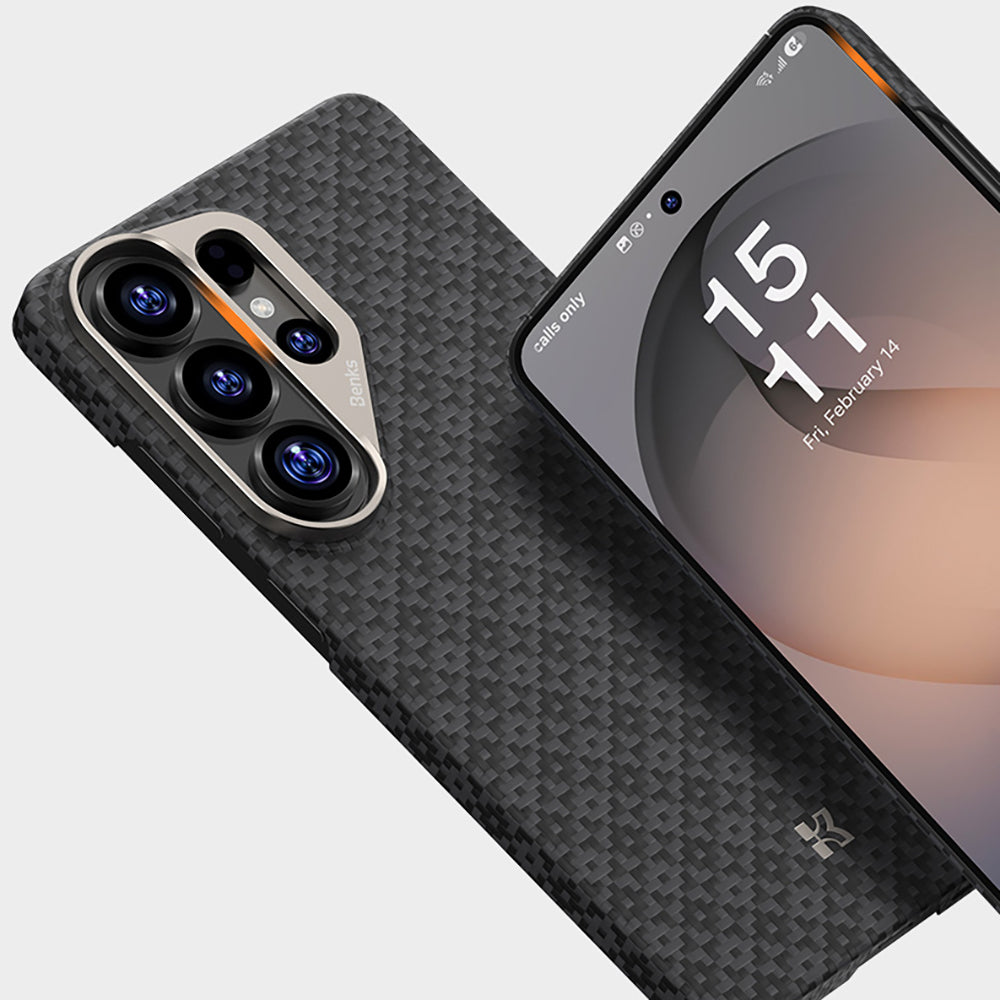 Galaxy S26 Ultra Kılıf M-Safe Şarj Özellikli Benks ArmorAir ArmorGrid Serisi Kevlar Kapak Siyah