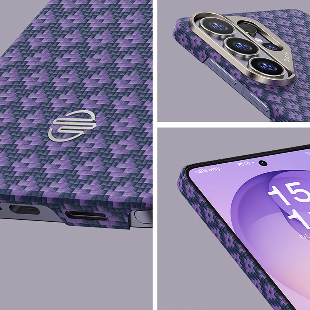 Galaxy S26 Ultra Kılıf M-Safe Şarj Özellikli Benks ArmorAir ArmorGrid Serisi Kevlar Kapak Mor