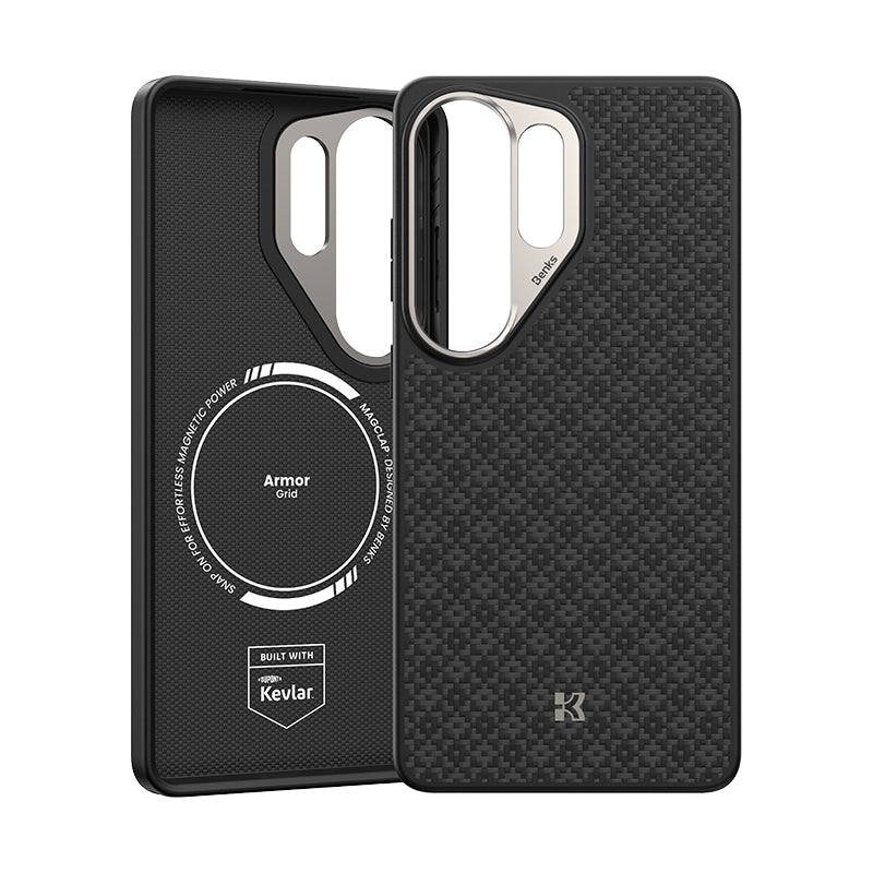 Galaxy S26 Ultra Kılıf M-Safe Şarj Özellikli Benks ArmorPro ArmorGrid Serisi Kevlar Kapak Siyah