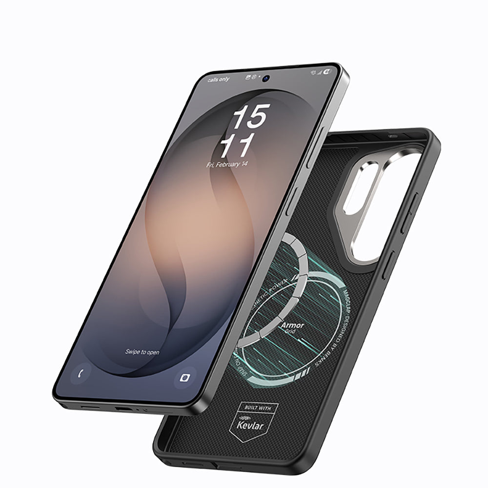 Galaxy S26 Ultra Kılıf M-Safe Şarj Özellikli Benks ArmorPro ArmorGrid Serisi Kevlar Kapak Siyah