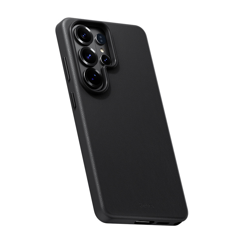 Galaxy S26 Ultra Kılıf M-safe Şarj Özellikli Çizilmeye Dayanıklı Benks VitaPro Serisi PU Deri Kapak Siyah