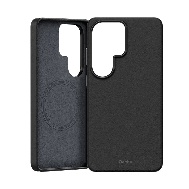 Galaxy S26 Ultra Kılıf M-safe Şarj Özellikli Çizilmeye Dayanıklı Benks VitaPro Serisi PU Deri Kapak Siyah