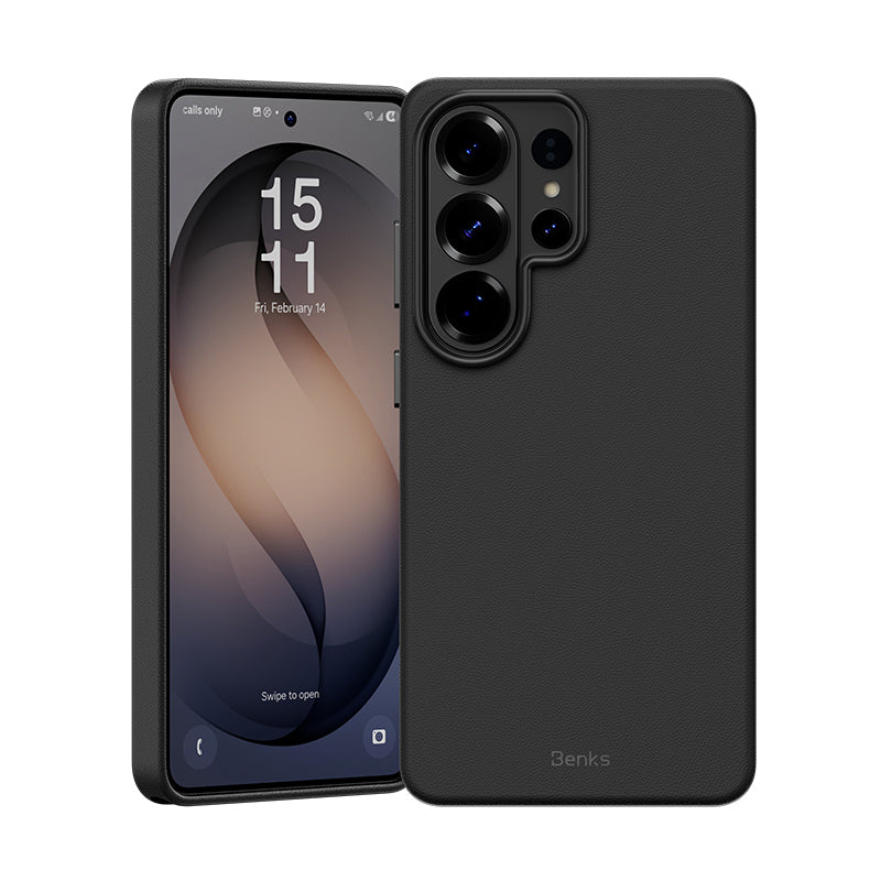Galaxy S26 Ultra Kılıf M-safe Şarj Özellikli Çizilmeye Dayanıklı Benks VitaPro Serisi PU Deri Kapak Siyah