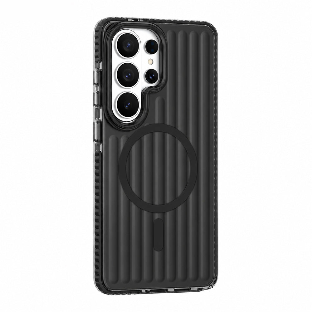 Galaxy S26 Ultra Kılıf M-safe Şarj Özellikli Oyuklu Tasarım Mutural Luggage Serisi Kapak Siyah