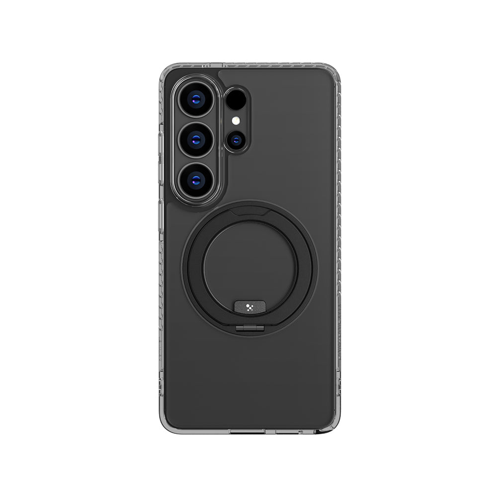 Galaxy S26 Ultra Kılıf M-safe Şarj Özellikli Şeffaf 360 Derece Standlı Amazingthing Titan MagSpin Serisi Kapak Siyah