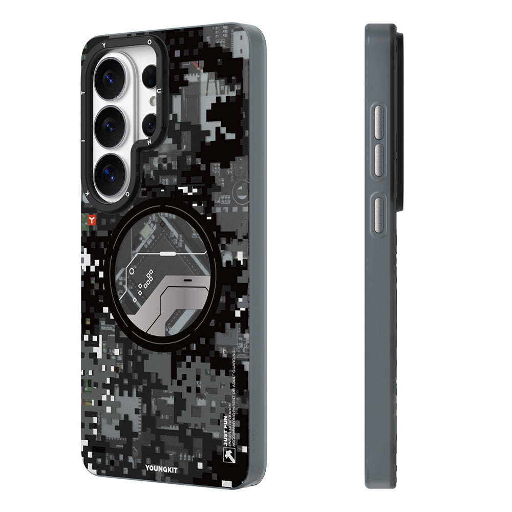 Galaxy S26 Ultra Kılıf M-Safe Şarj Özellikli Youngkit Camouflage Sykell Serisi Kapak Siyah