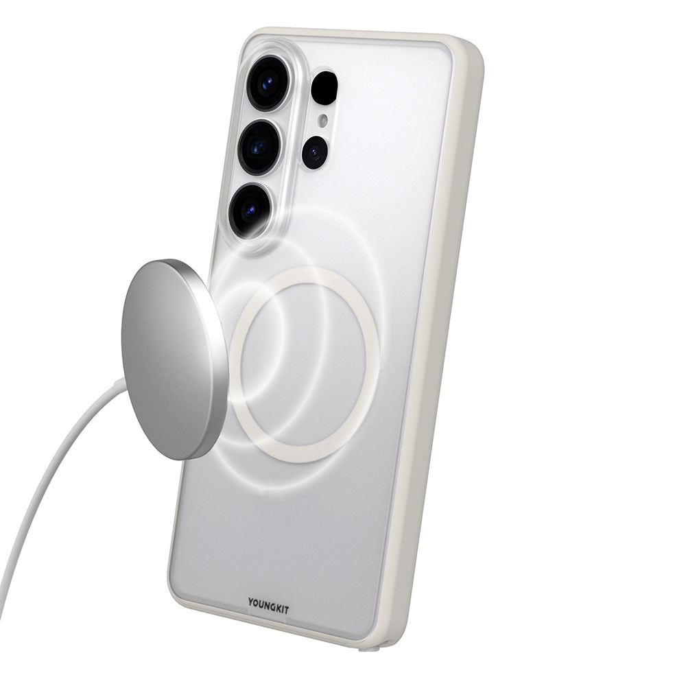 Galaxy S26 Ultra Kılıf M-safe Şarj Özellikli Youngkit Clear Serisi Kapak Gri