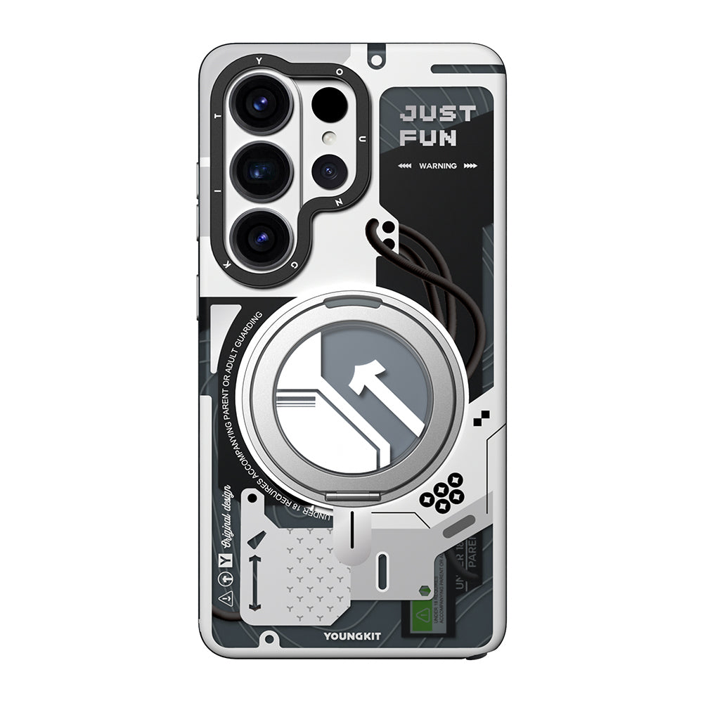 Galaxy S26 Ultra Kılıf M-safe Şarj Özellikli Youngkit Starship Serisi Kapak Beyaz