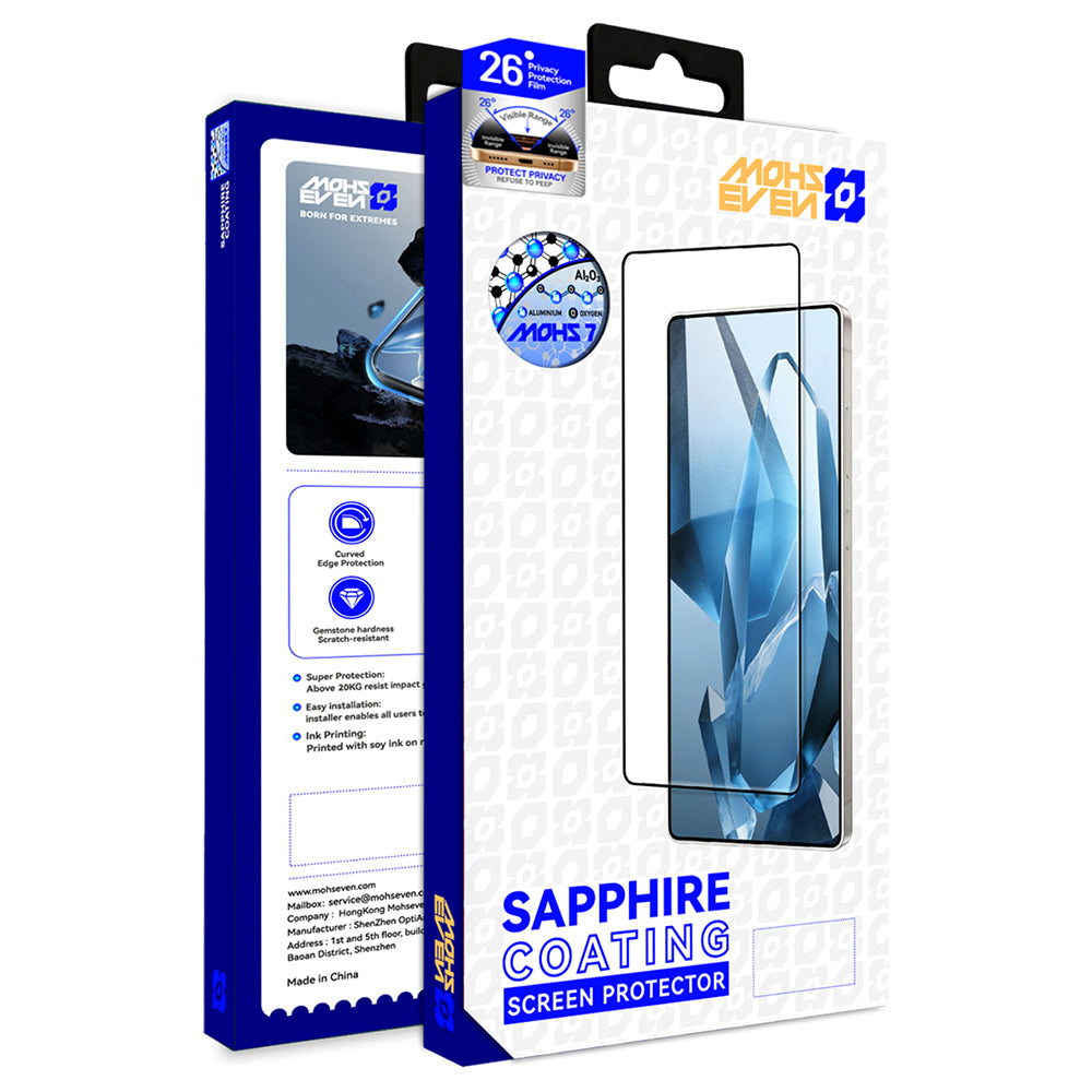 Galaxy S26 Ultra Mohseven Safir Coating Privacy Temperli Cam Ekran Koruyucu Siyah