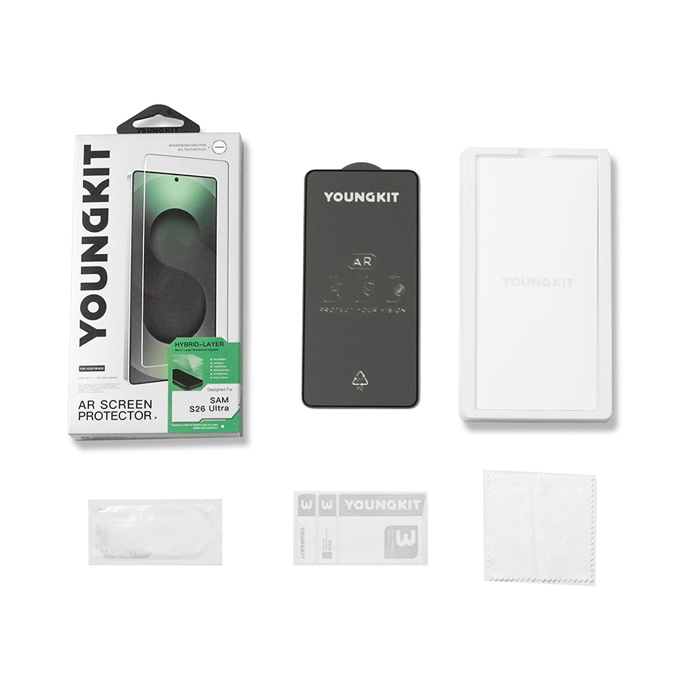 Galaxy S26 Ultra Youngkit 2.5D Anti Reflective Parmak İzi Bırakmayan Temperli Cam Ekran Koruyucu Şeffaf
