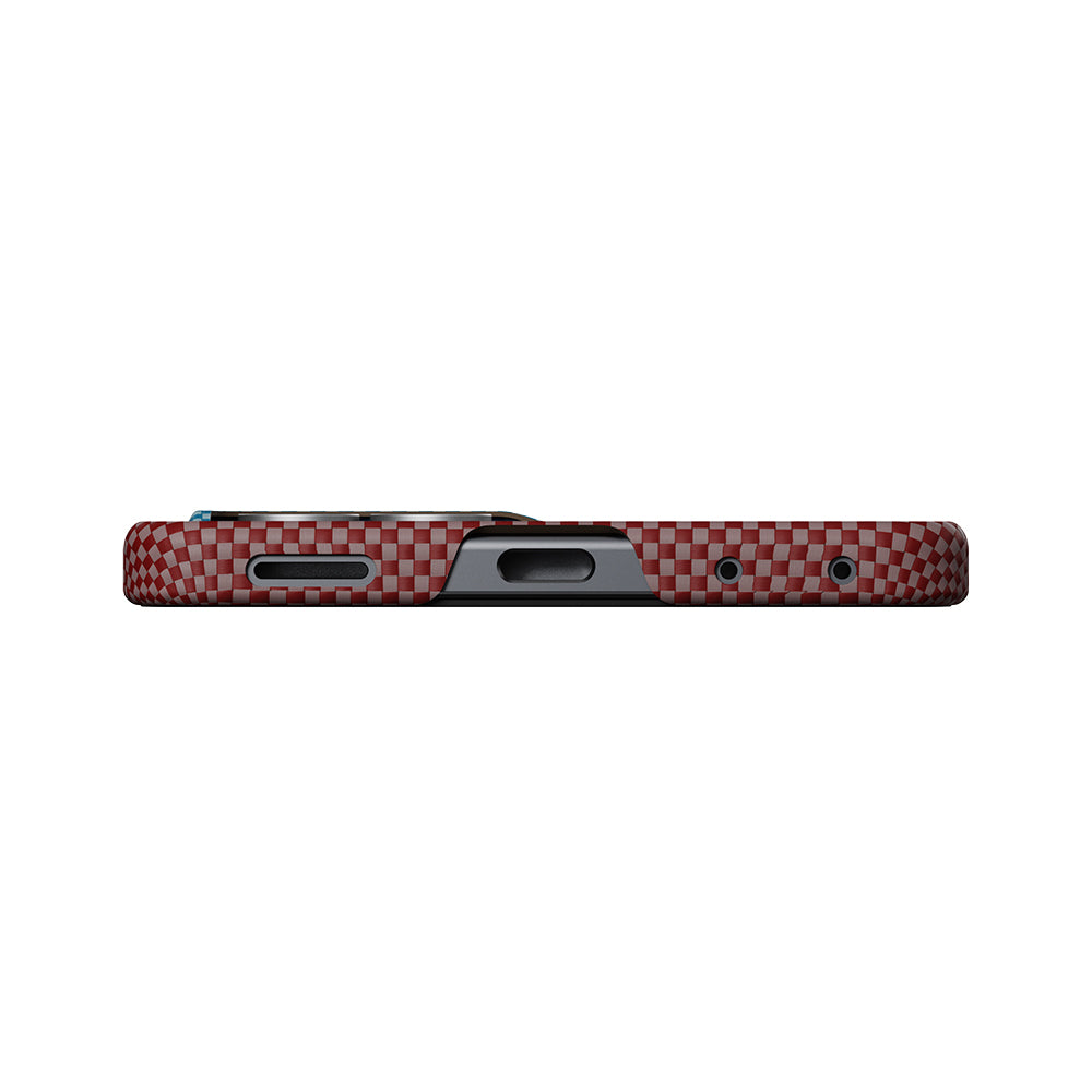 Galaxy Z Flip 8 Kılıf M-safe Şarj Özellikli Aramid Karbon Fiber Pitaka Sunset 2.0 California Dream Serisi Kapak Mavi-Kahverengi