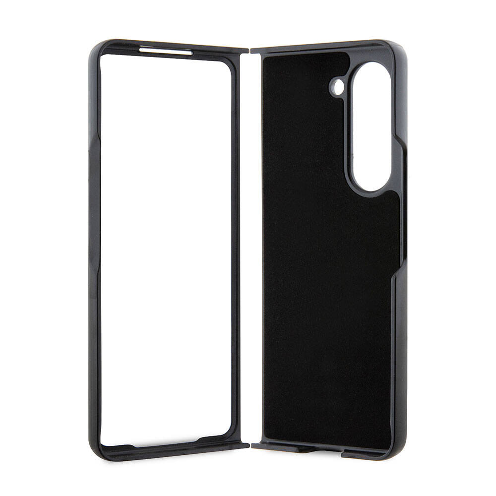Galaxy Z Fold 5 Kılıf Karl Lagerfeld Orjinal Lisanslı K&C Metal Logolu Saffiano Kılıf Siyah