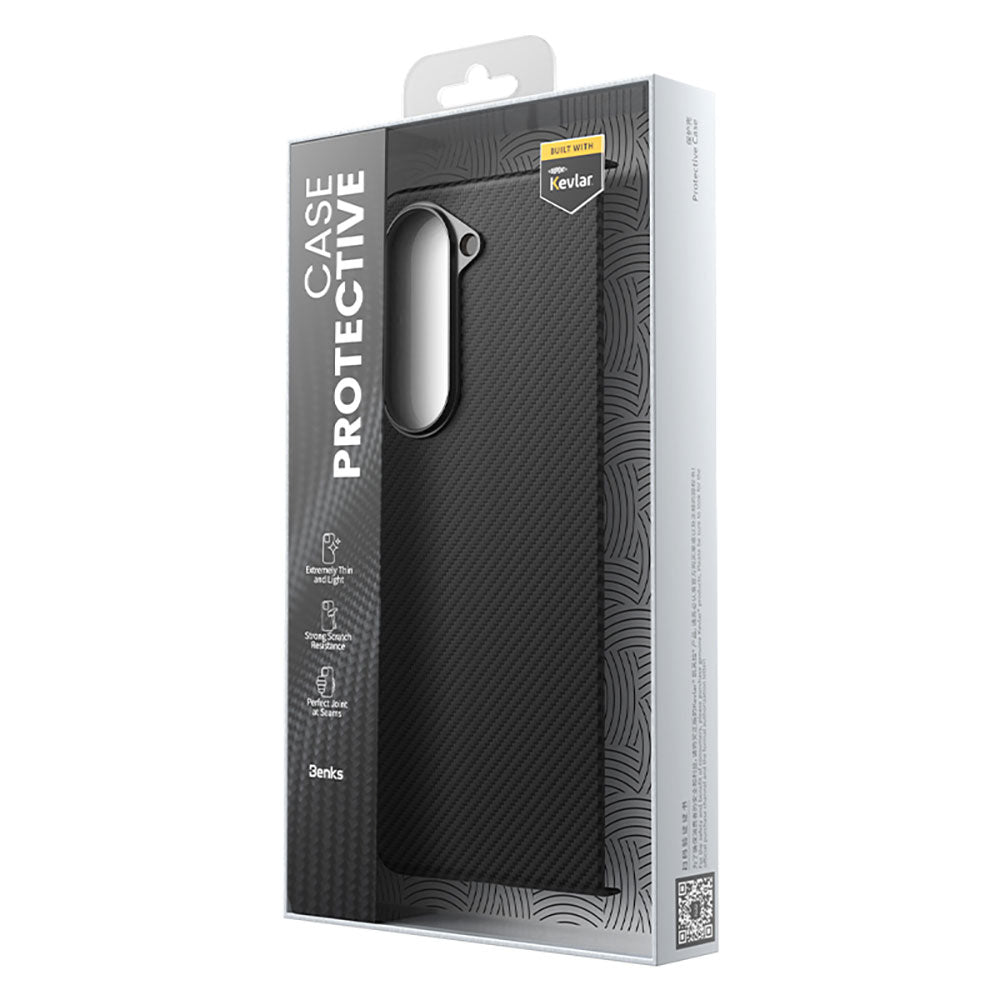 Galaxy Z Fold 5 Kılıf Magsafe Özellikli Karbon Fiber Benks Essential 600D Kevlar Kılıf Siyah