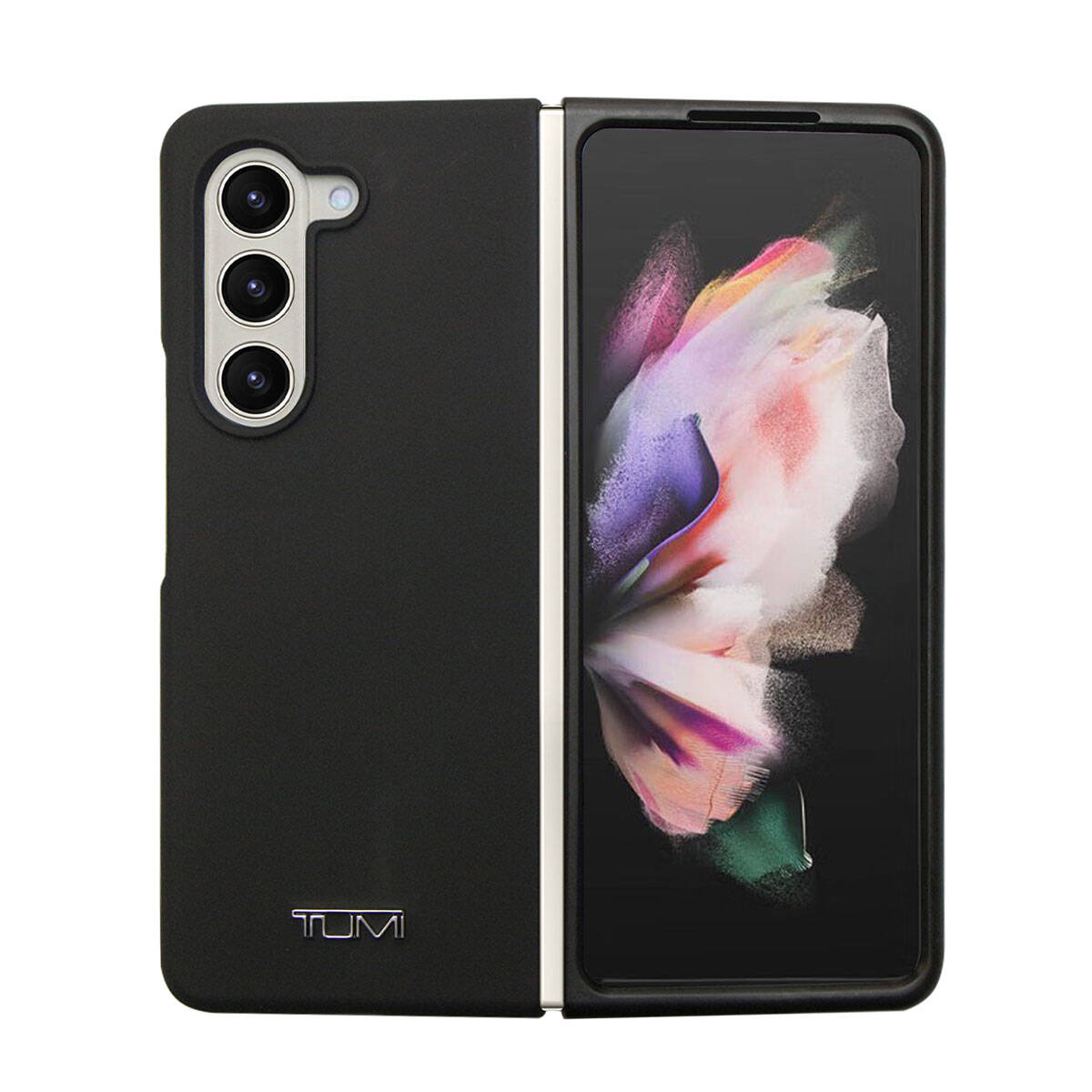 Galaxy Z Fold 5 Kılıf TUMI Liquid Silikon Metal Logo Dizayn Orjinal Lisanslı Kılıf Siyah