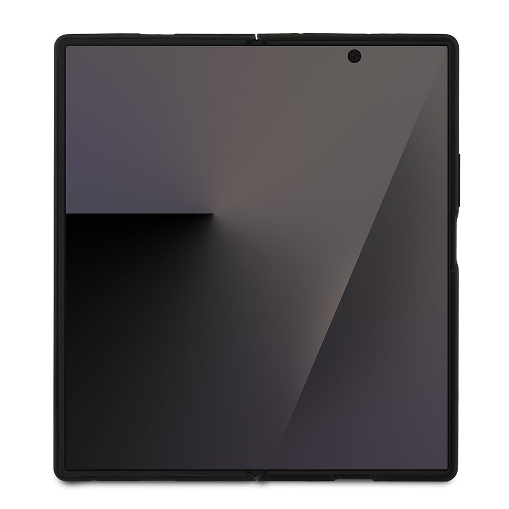 Galaxy Z Fold 7 Kılıf Guess Orjinal Lisanslı PU Deri Büyük Metal Logo Dizaynlı Kapak Kahverengi