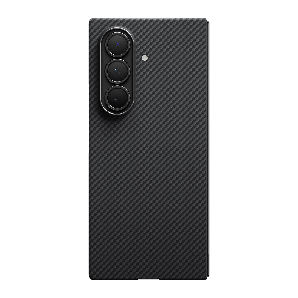 Galaxy Z Fold 7 Kılıf M-safe Şarj Özellikli 600D Aramid Fiber Pitaka Ultra-Slim Classic Serisi Black-Grey Twill Kapak Siyah-Gri