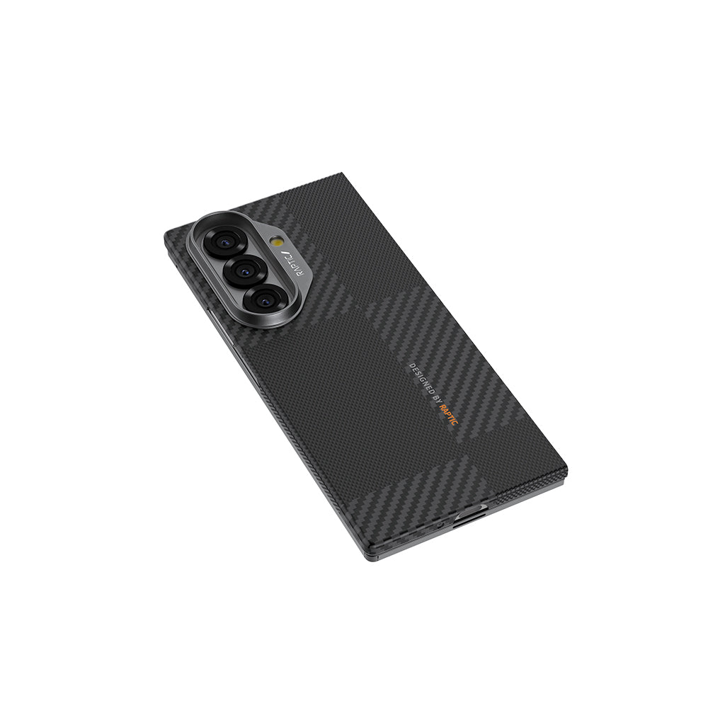 Galaxy Z Fold 7 Kılıf M-safe Şarj Özellikli 600D Metal Kamera Çerçeveli Raptic Aramid Fiber Geotik Serisi Kapak Siyah