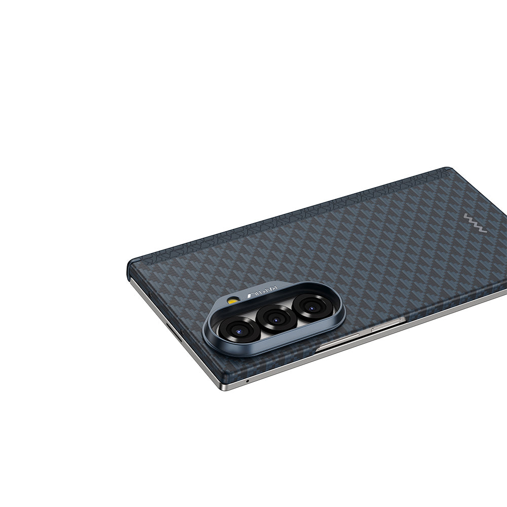 Galaxy Z Fold 7 Kılıf M-safe Şarj Özellikli Raptic Aramid Skin-Pro Profound Serisi Kapak Lacivert