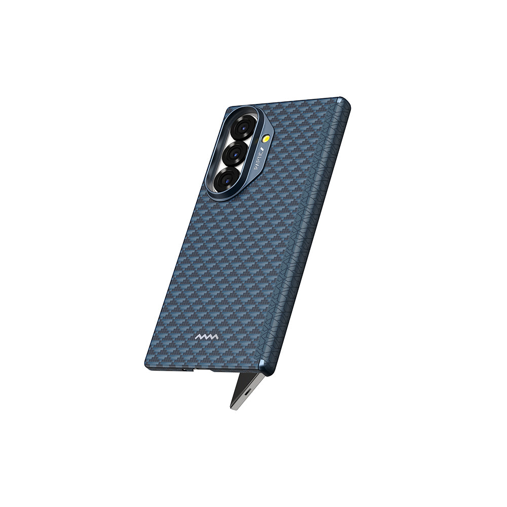 Galaxy Z Fold 7 Kılıf M-safe Şarj Özellikli Raptic Aramid Skin-Pro Profound Serisi Kapak Lacivert