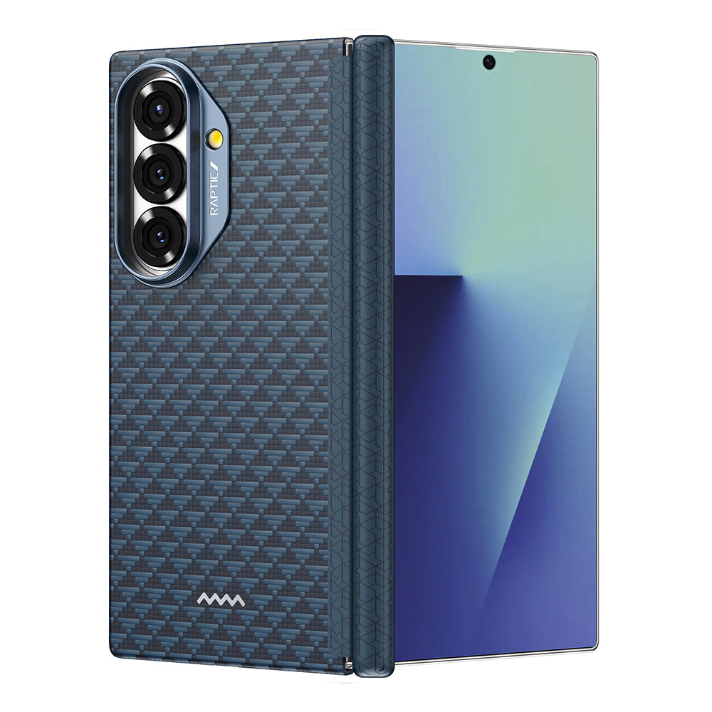 Galaxy Z Fold 7 Kılıf M-safe Şarj Özellikli Raptic Aramid Skin-Pro Profound Serisi Kapak Lacivert