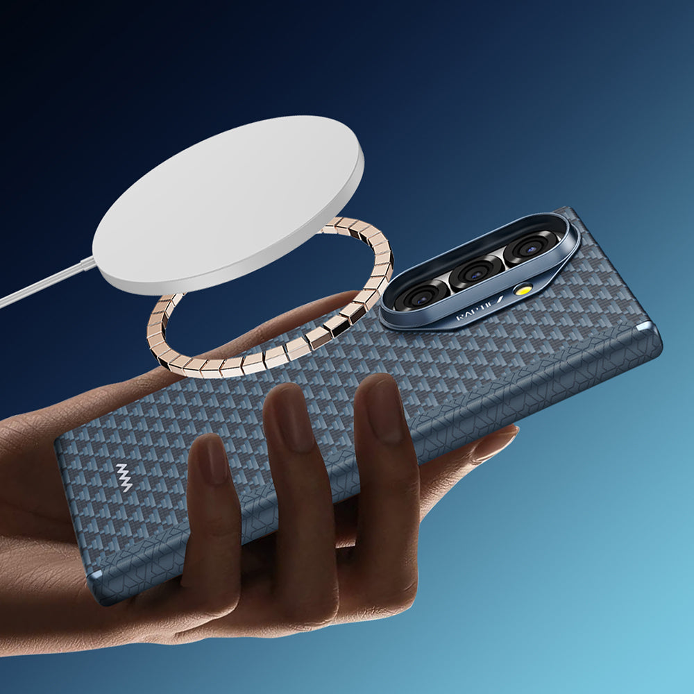 Galaxy Z Fold 7 Kılıf M-safe Şarj Özellikli Raptic Aramid Skin-Pro Profound Serisi Kapak Lacivert