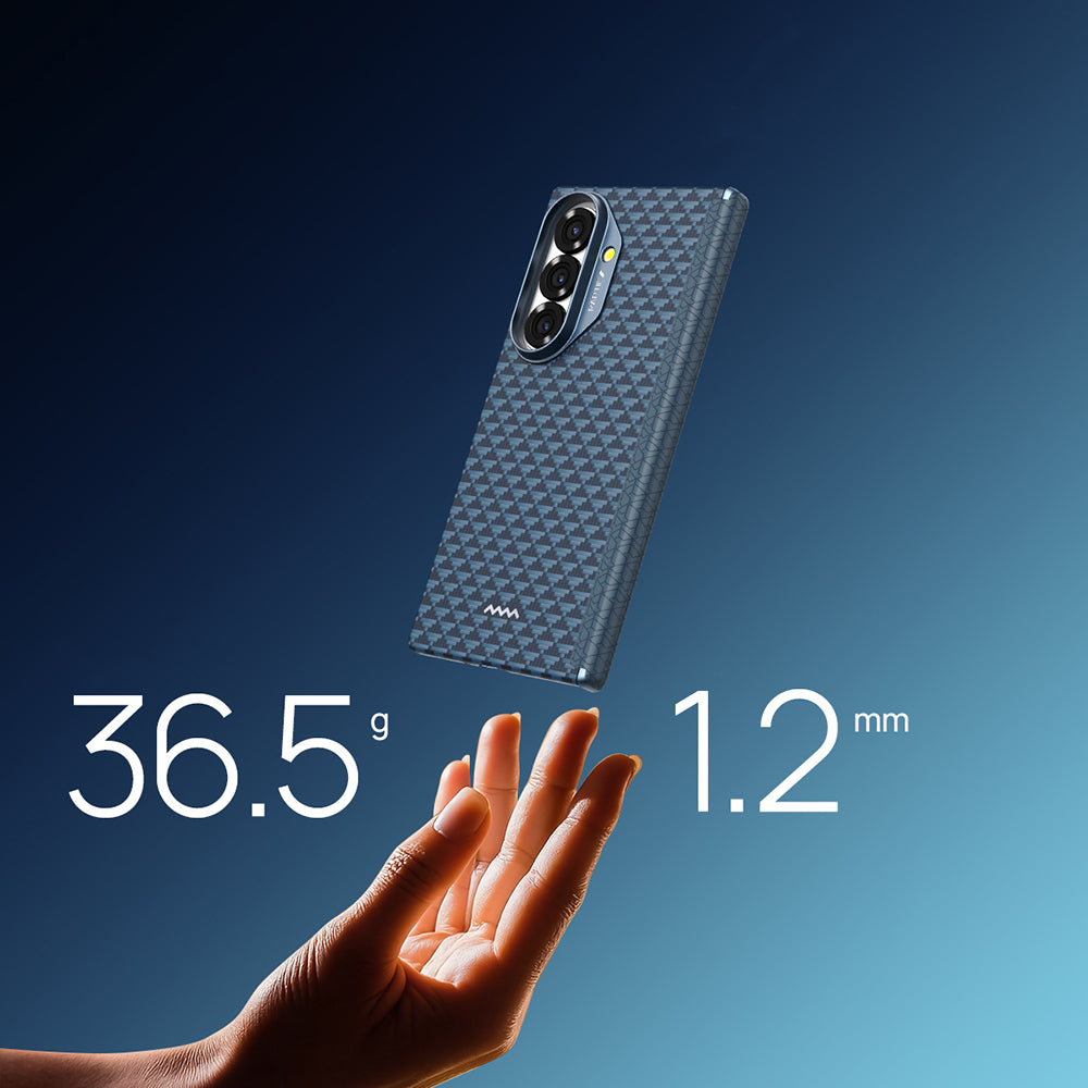 Galaxy Z Fold 7 Kılıf M-safe Şarj Özellikli Raptic Aramid Skin-Pro Profound Serisi Kapak Lacivert