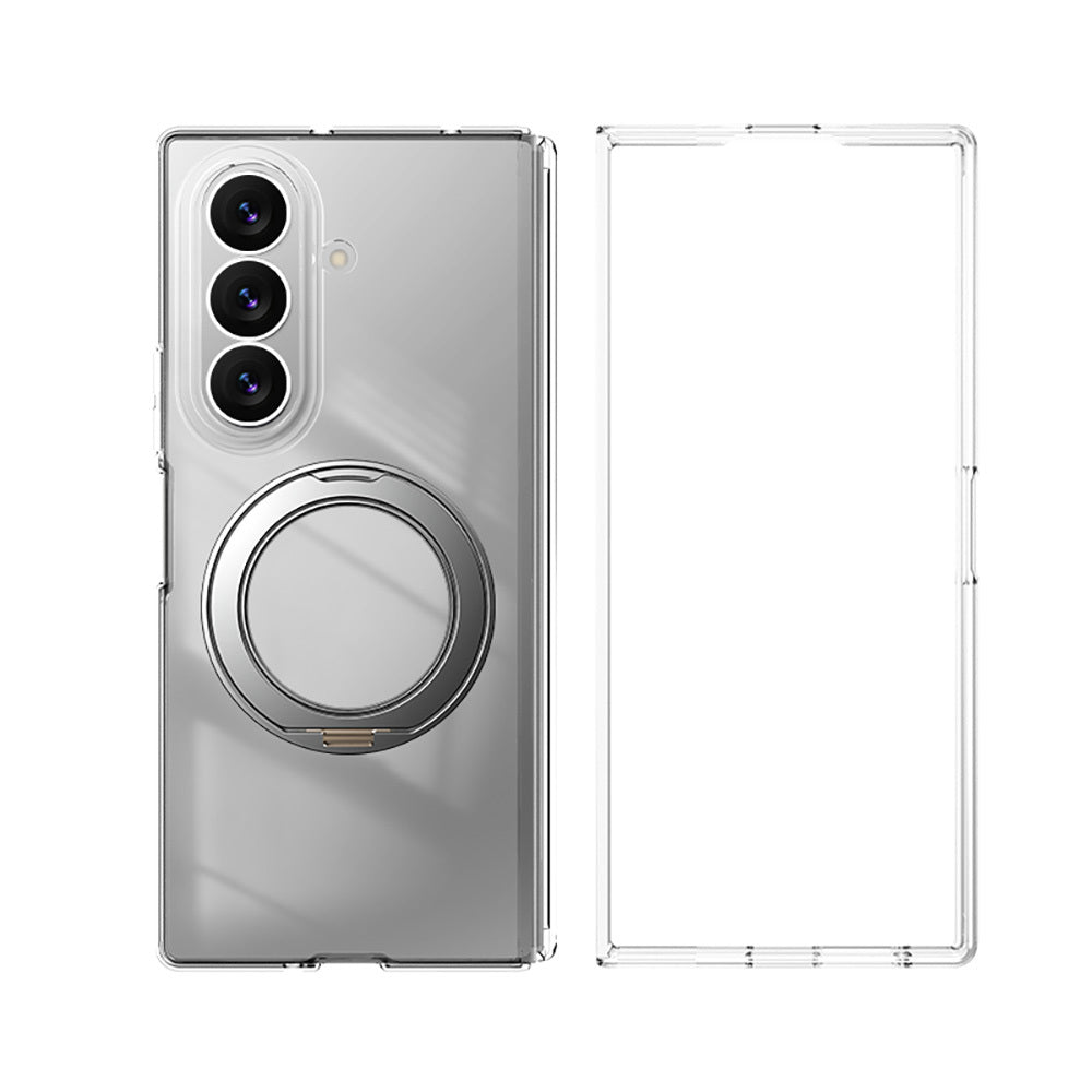 Galaxy Z Fold 7 Kılıf M-safe Şarj Özellikli Transparan Sert PC Wlons Pita Standlı Kapak Şeffaf
