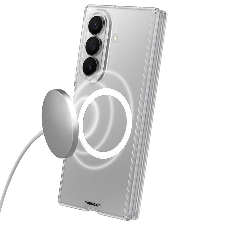Galaxy Z Fold 7 Kılıf M-safe Şarj Özellikli Youngkit Clear Serisi Kapak Şeffaf