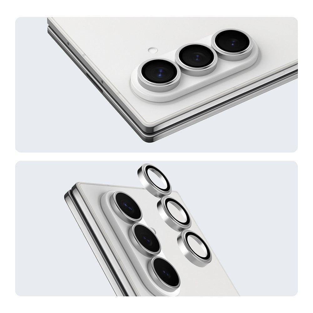 Galaxy Z Fold 7 Youngkit Alloy Original Parlama Önleyici Kamera Lens Koruyucu + Kolay Uygulama Aparatlı Gümüş