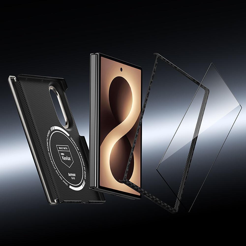 Galaxy Z Fold 8 Benks ArmorAir ArmorGrid Grand Combo Üçlü Aksesuar Seti (Ön Arka Kevlar Karbon Kapak + Ekran Koruyucu) Siyah