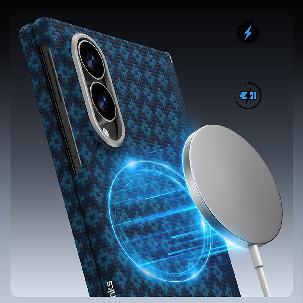 Galaxy Z Fold 8 Benks ArmorAir ArmorGrid Grand Combo Üçlü Aksesuar Seti (Ön Arka Kevlar Karbon Kapak + Ekran Koruyucu) Mavi