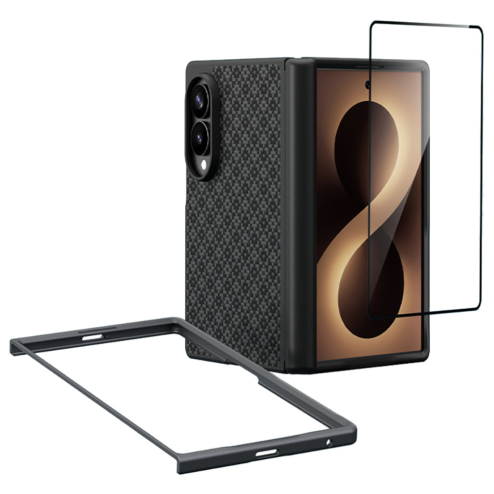 Galaxy Z Fold 8 Benks ArmorPro ArmorGrid Grand Combo Üçlü Aksesuar Seti (Ön Arka Kevlar Karbon Kapak + Ekran Koruyucu) Siyah