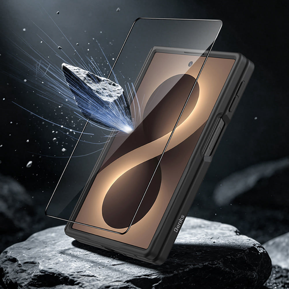 Galaxy Z Fold 8 Benks ArmorPro ArmorGrid Grand Combo Üçlü Aksesuar Seti (Ön Arka Kevlar Karbon Kapak + Ekran Koruyucu) Siyah