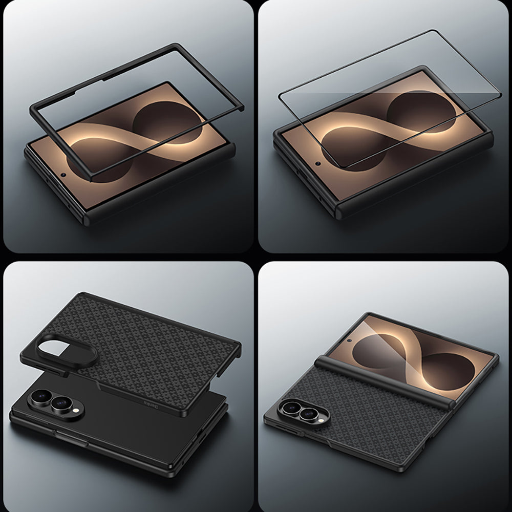 Galaxy Z Fold 8 Benks ArmorPro ArmorGrid Grand Combo Üçlü Aksesuar Seti (Ön Arka Kevlar Karbon Kapak + Ekran Koruyucu) Siyah