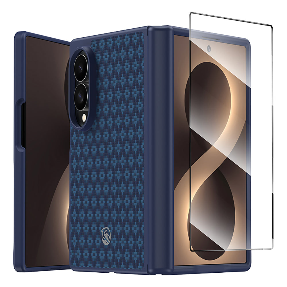 Galaxy Z Fold 8 Benks ArmorPro ArmorGrid Grand Combo Üçlü Aksesuar Seti (Ön Arka Kevlar Karbon Kapak + Ekran Koruyucu) Mavi
