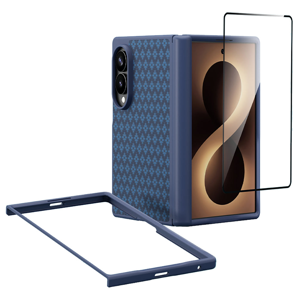 Galaxy Z Fold 8 Benks ArmorPro ArmorGrid Grand Combo Üçlü Aksesuar Seti (Ön Arka Kevlar Karbon Kapak + Ekran Koruyucu) Mavi