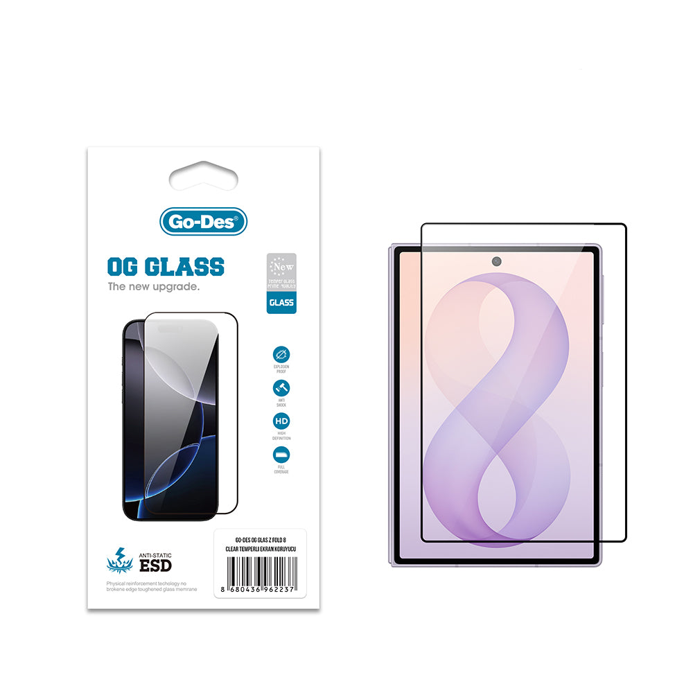 Galaxy Z Fold 8 Go Des OG Glass Antistatik Temperli Cam Ekran Koruyucu Şeffaf