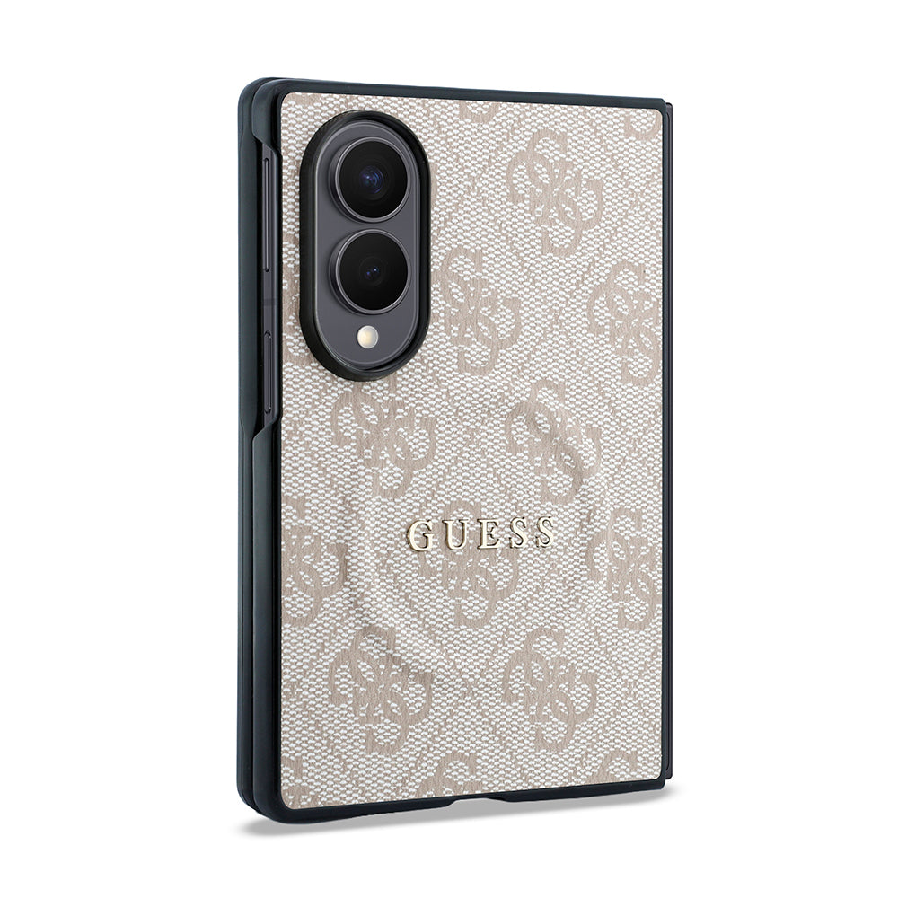 Galaxy Z Fold 8 Kılıf Guess Orjinal Lisanslı M-safe Şarj Özellikli PU Deri 4G Desenli Yazı Logolu Kapak Pembe