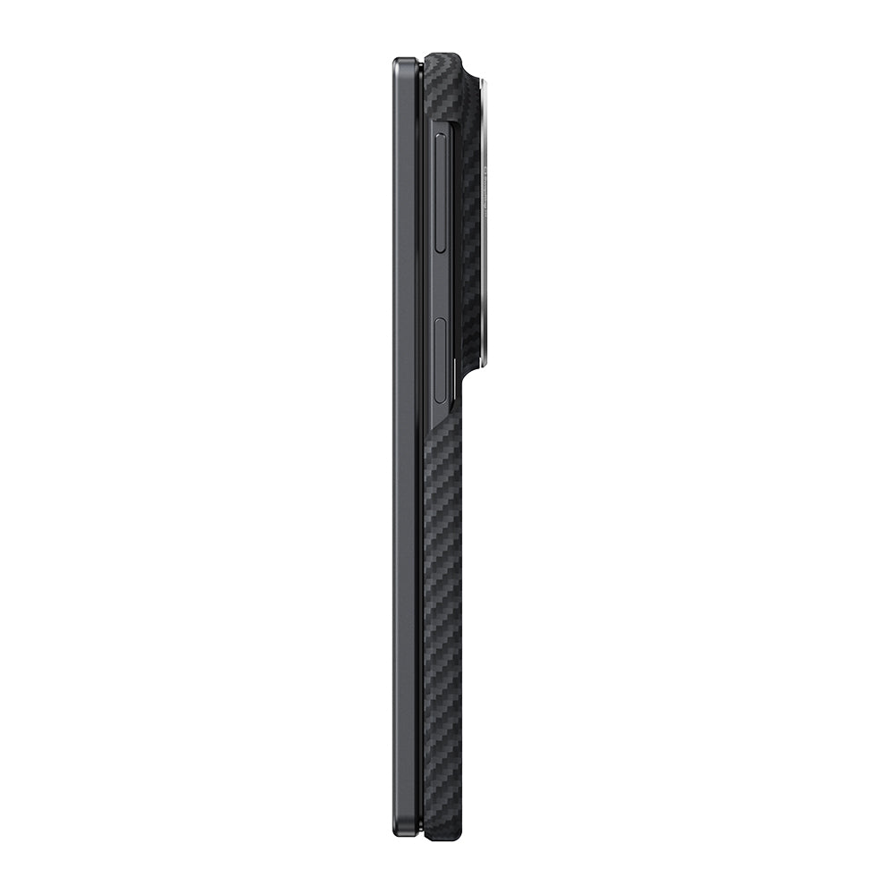 Galaxy Z Fold 8 Kılıf M-safe Şarj Özellikli 600D Aramid Karbon Fiber Pitaka Edge Serisi Black-Grey Twill Kapak Siyah-Gri