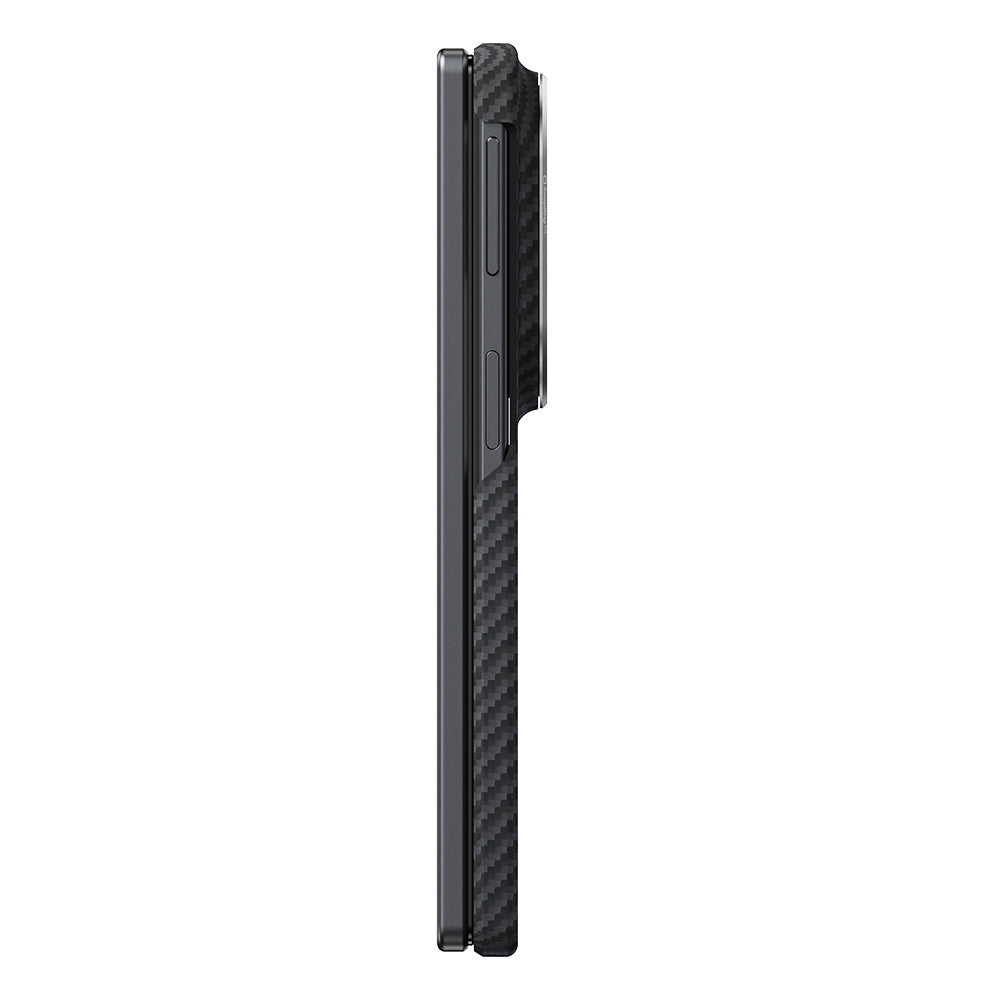 Galaxy Z Fold 8 Kılıf M-safe Şarj Özellikli 600D Aramid Karbon Fiber Pitaka Edge Serisi Black-Grey Twill Kapak Siyah-Gri