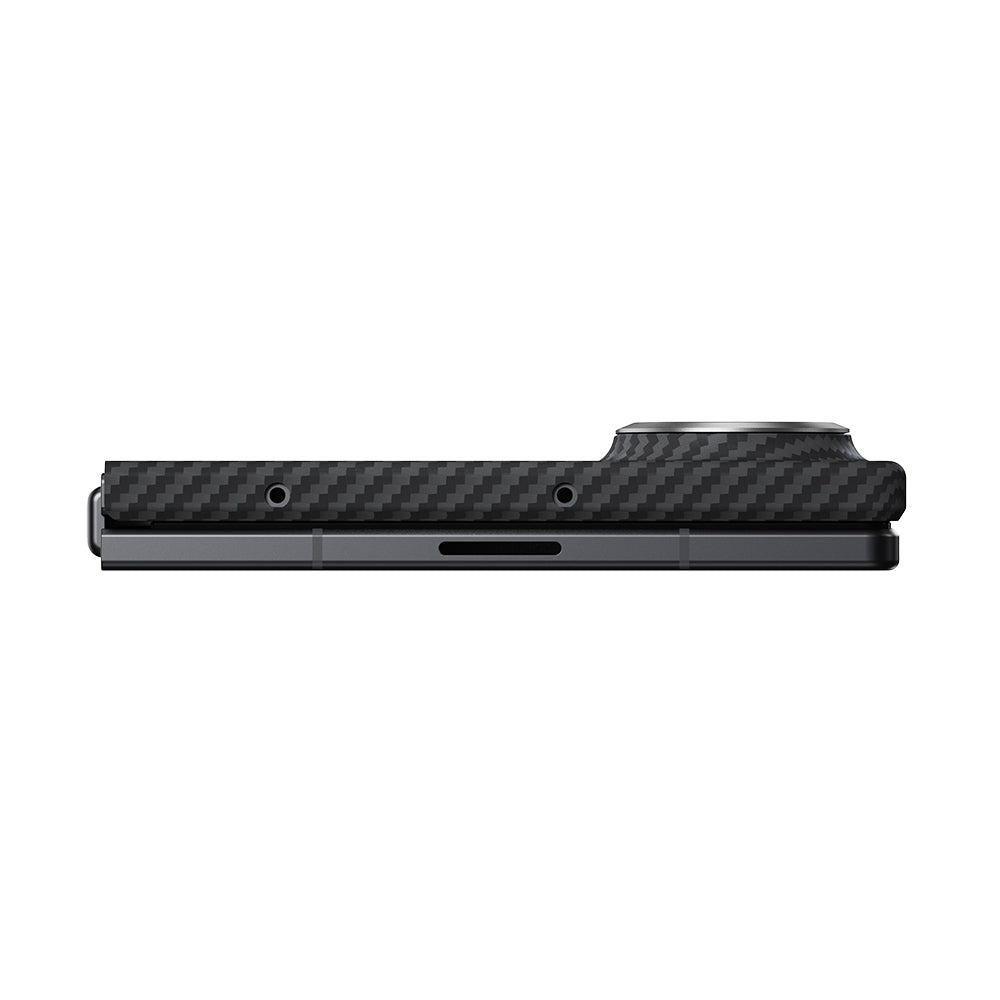 Galaxy Z Fold 8 Kılıf M-safe Şarj Özellikli 600D Aramid Karbon Fiber Pitaka Edge Serisi Black-Grey Twill Kapak Siyah-Gri