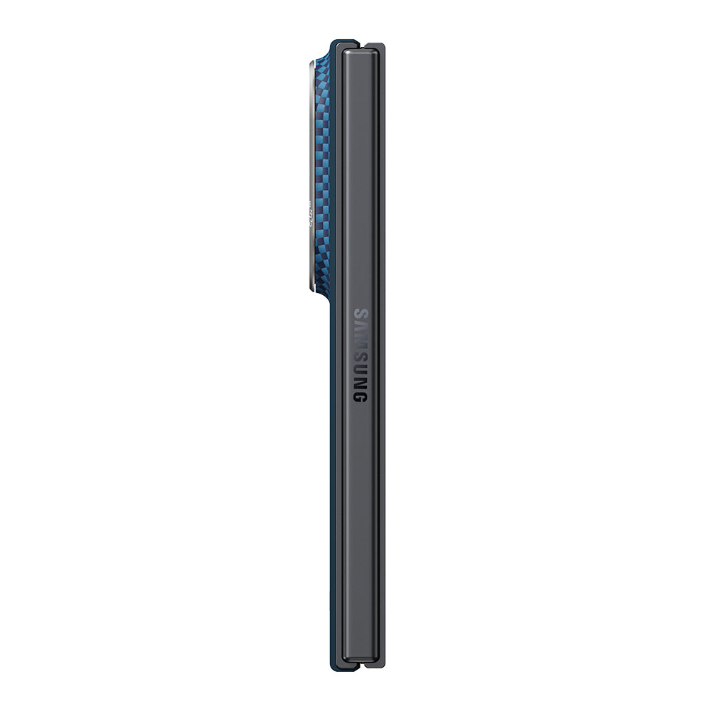 Galaxy Z Fold 8 Kılıf M-safe Şarj Özellikli Aramid Karbon Fiber Pitaka Sunset 2.0 California Dream Serisi Kapak Mavi-Kahverengi