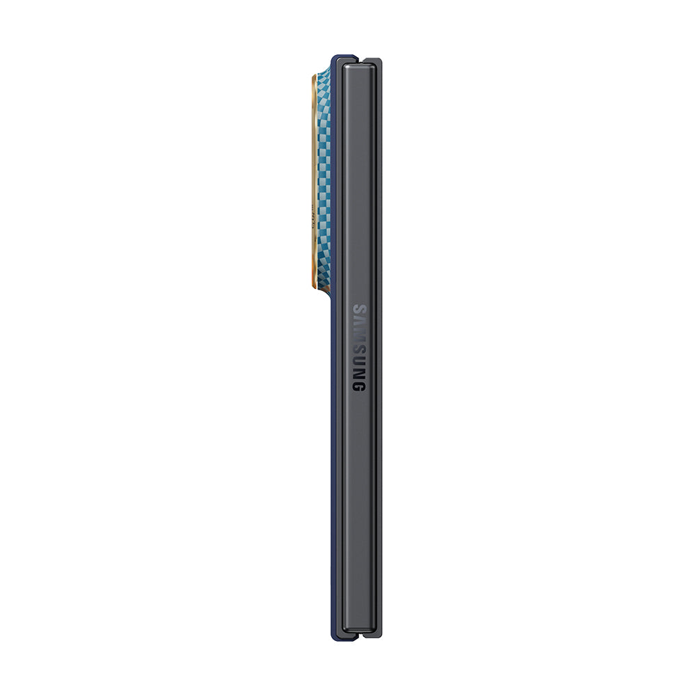 Galaxy Z Fold 8 Kılıf M-safe Şarj Özellikli Aramid Karbon Fiber Pitaka Sunset 2.0 California Dream Serisi Kapak Mavi-Kahverengi