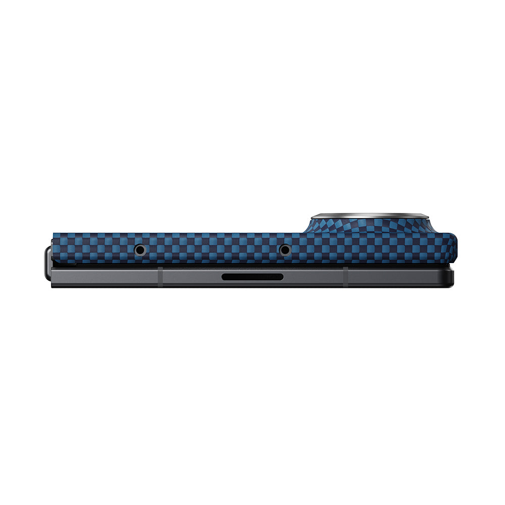 Galaxy Z Fold 8 Kılıf M-safe Şarj Özellikli Aramid Karbon Fiber Pitaka Tactile Woven Sunset-Moonrise Serisi Kapak Mavi