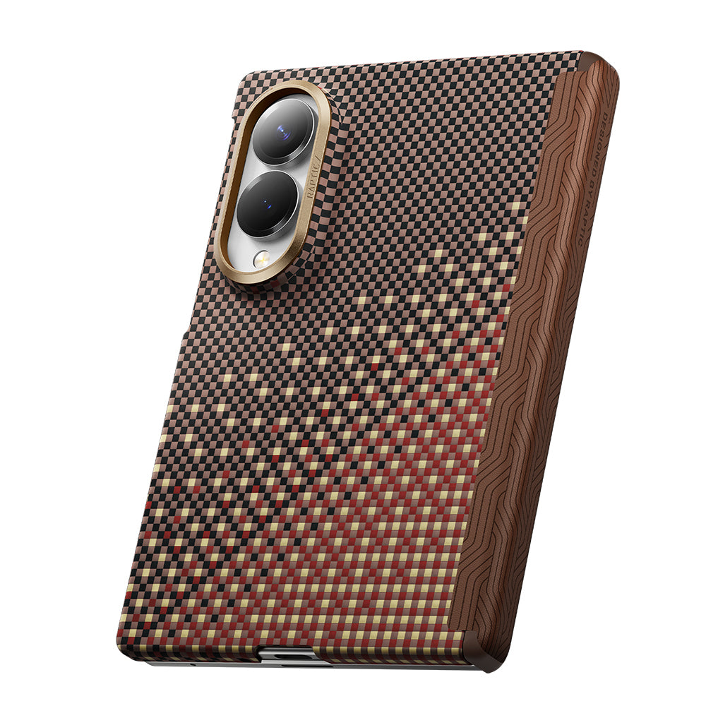 Galaxy Z Fold 8 Kılıf M-safe Şarj Özellikli Raptic Aramid SkinPro Serenity Serisi Kapak Kahverengi