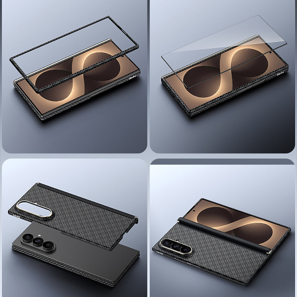 Galaxy Z Fold 8 Ultra Benks ArmorAir ArmorGrid Grand Combo Üçlü Aksesuar Seti (Ön Arka Kevlar Karbon Kapak + Ekran Koruyucu) Siyah